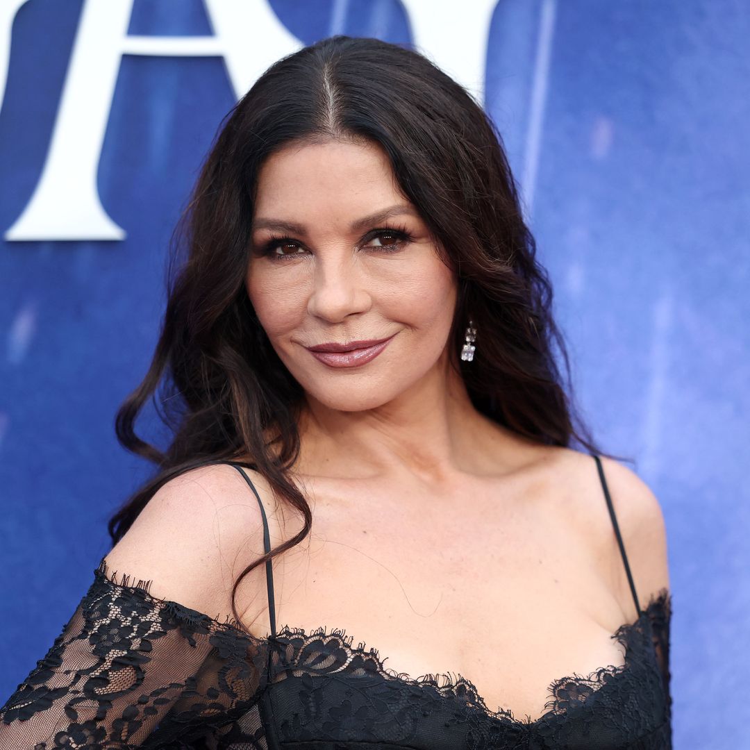 Catherine Zeta-Jones sparks reaction in a see-through netted dress in jet-setting throwback
