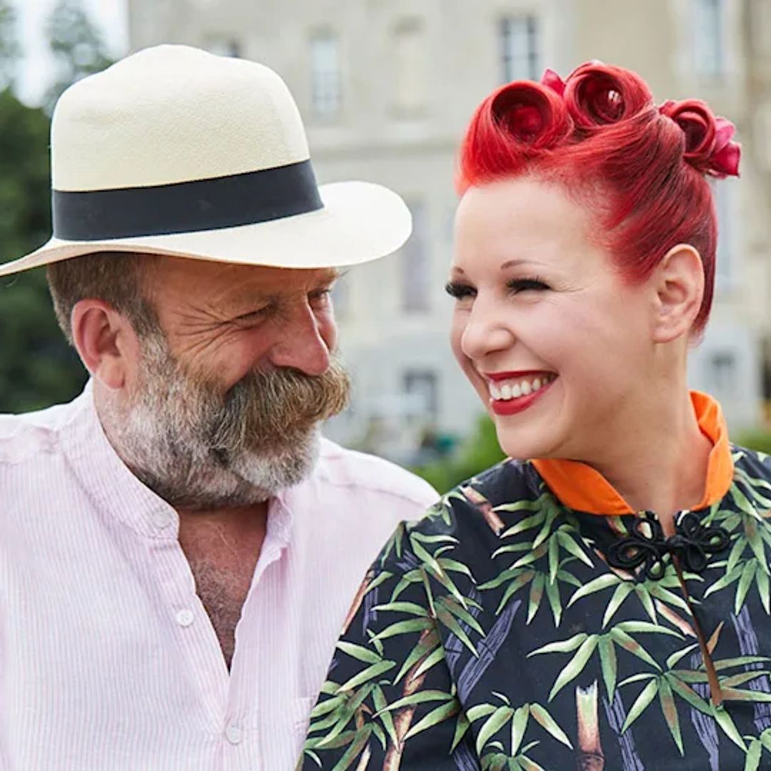 Angel Strawbridge is all smiles as she re-emerges at the chateau after 'time away'