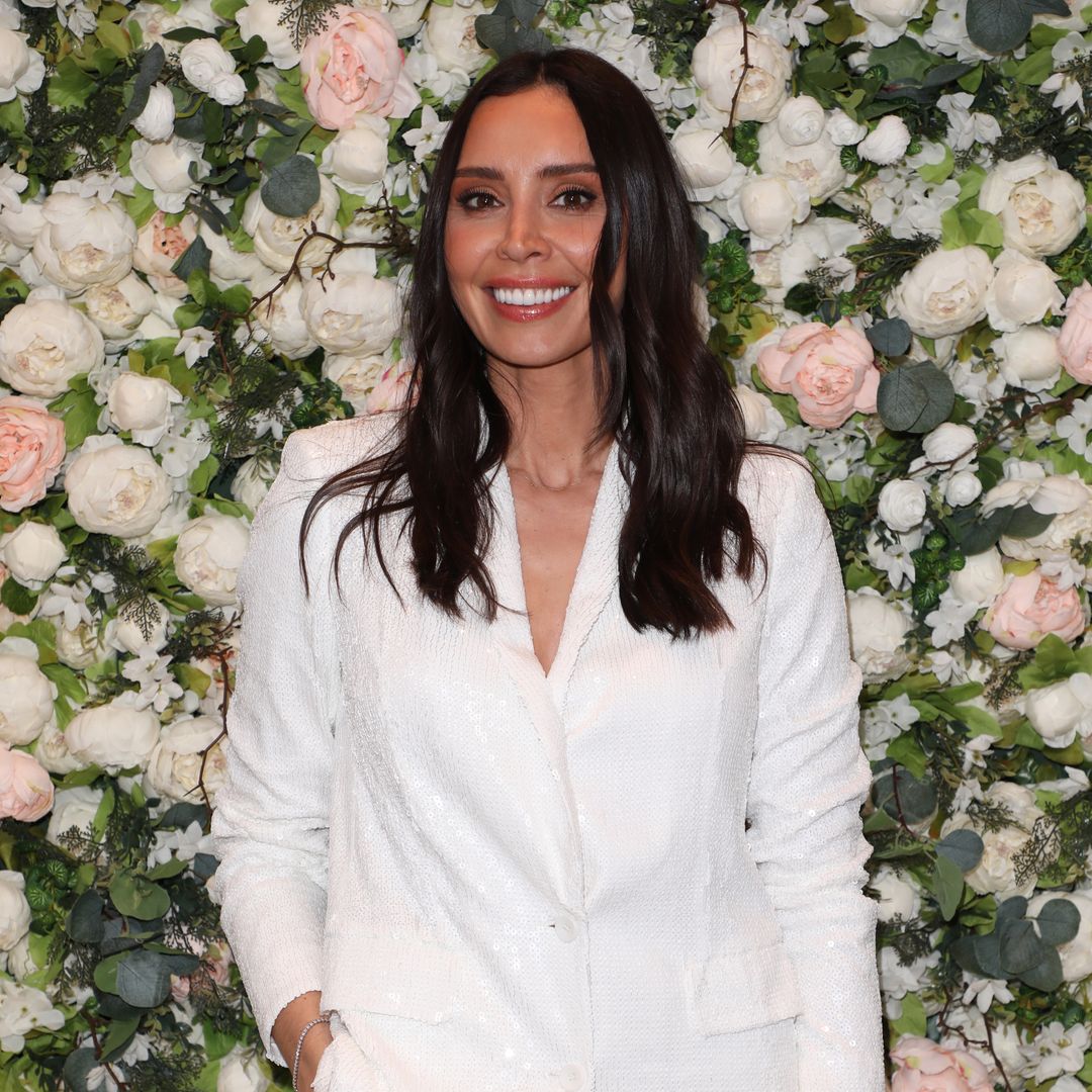 Christine Lampard wows in fitted velvet suit for festive child-free night