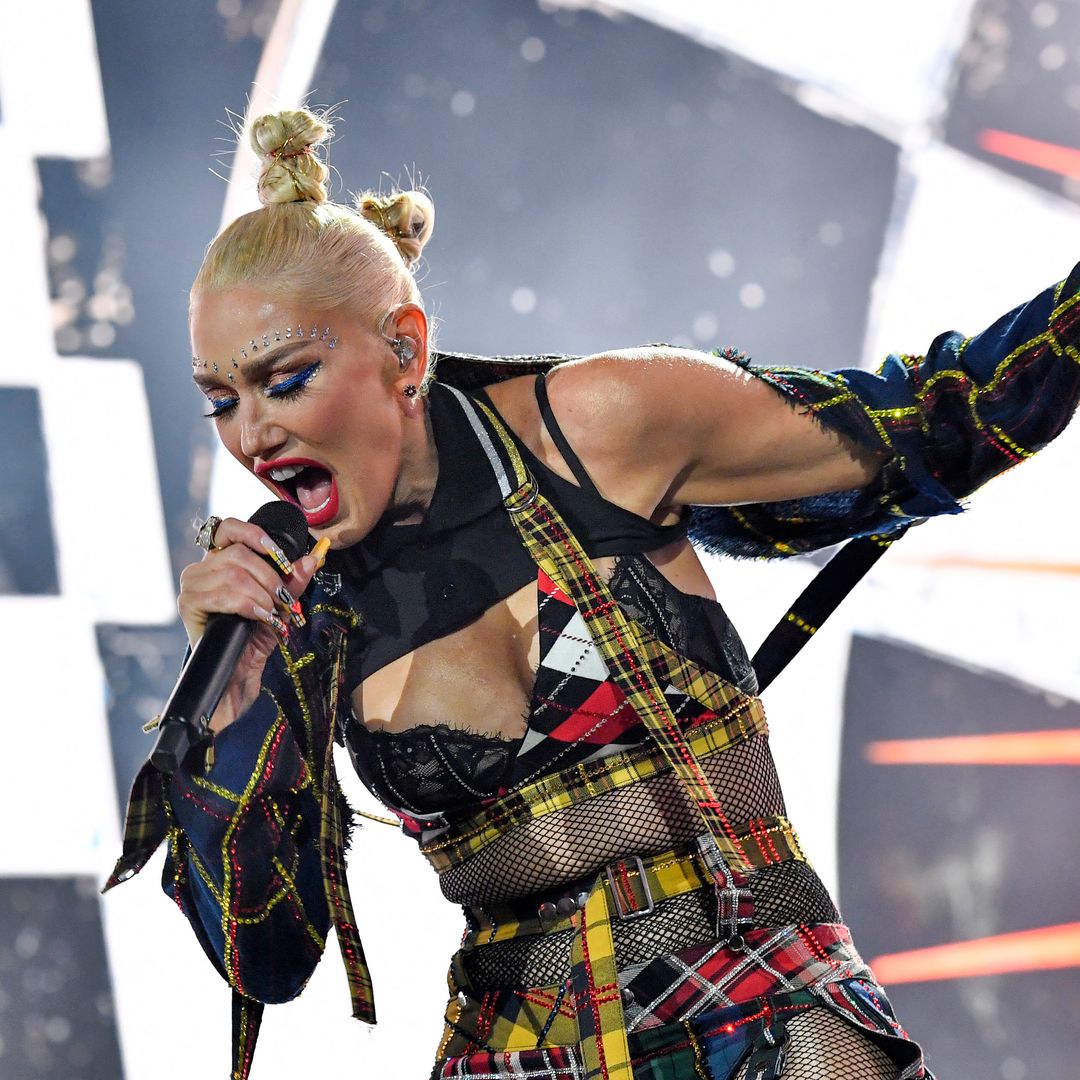 Gwen Stefani, 54, looks ageless in punky tartan bralet for emotional reunion with No Doubt