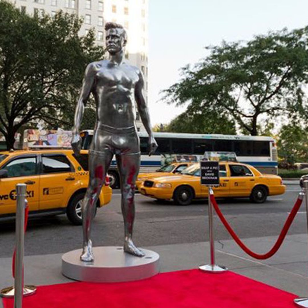 Larger-than-life David Beckham turns heads as silver statue