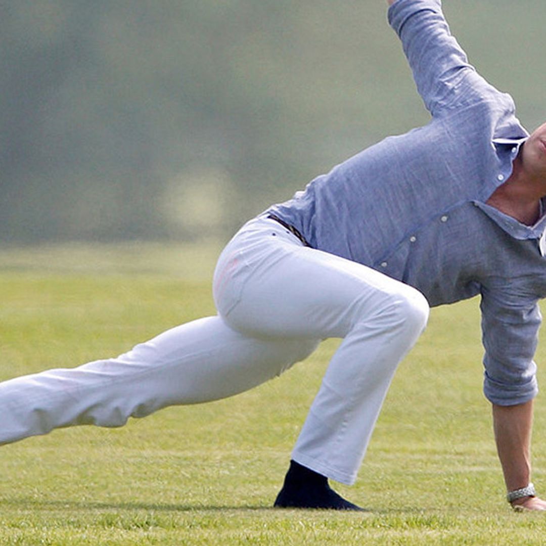 ​Prince William shows off his yoga moves as he warms up for polo