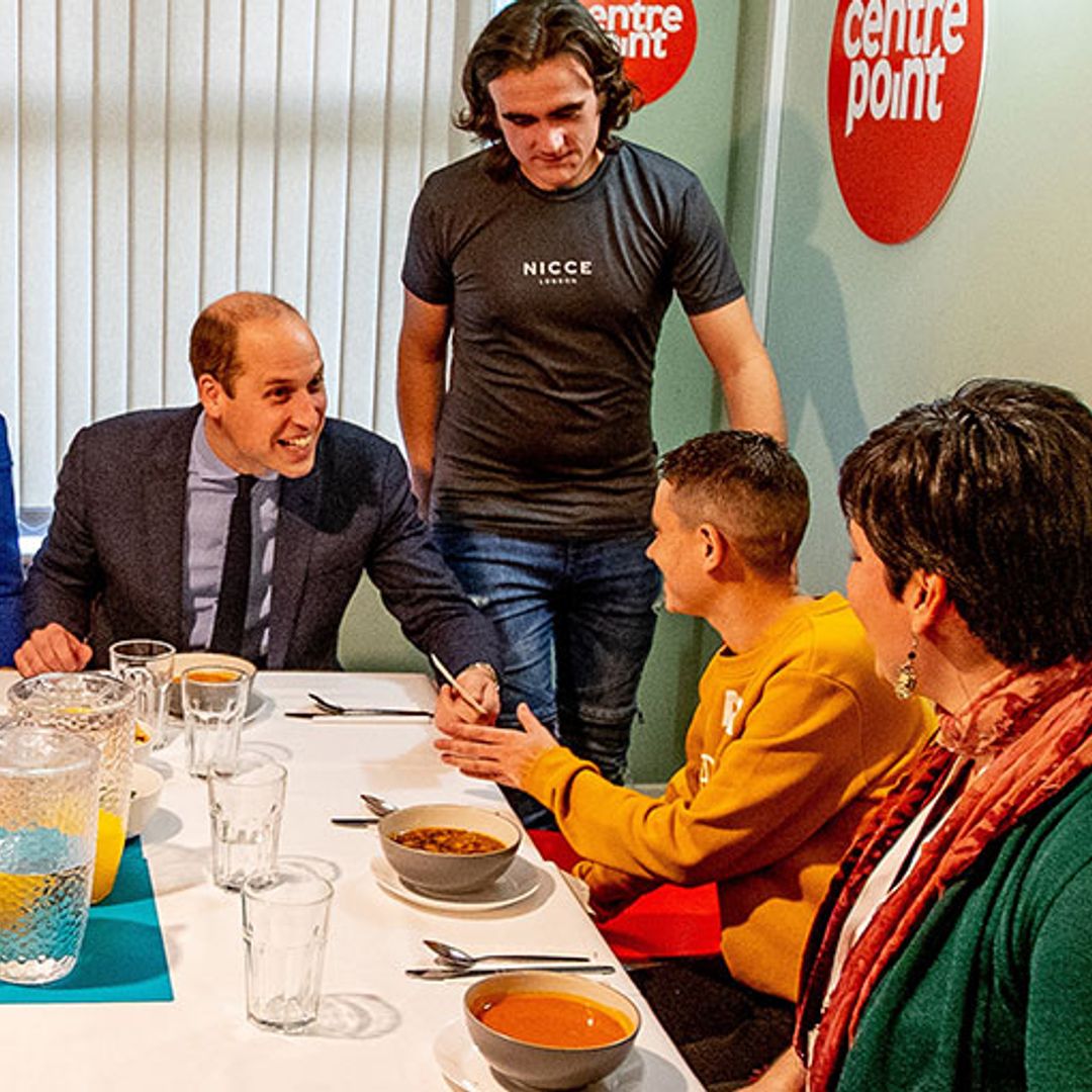 Prince William laughs at royal protocol with young dinner guests