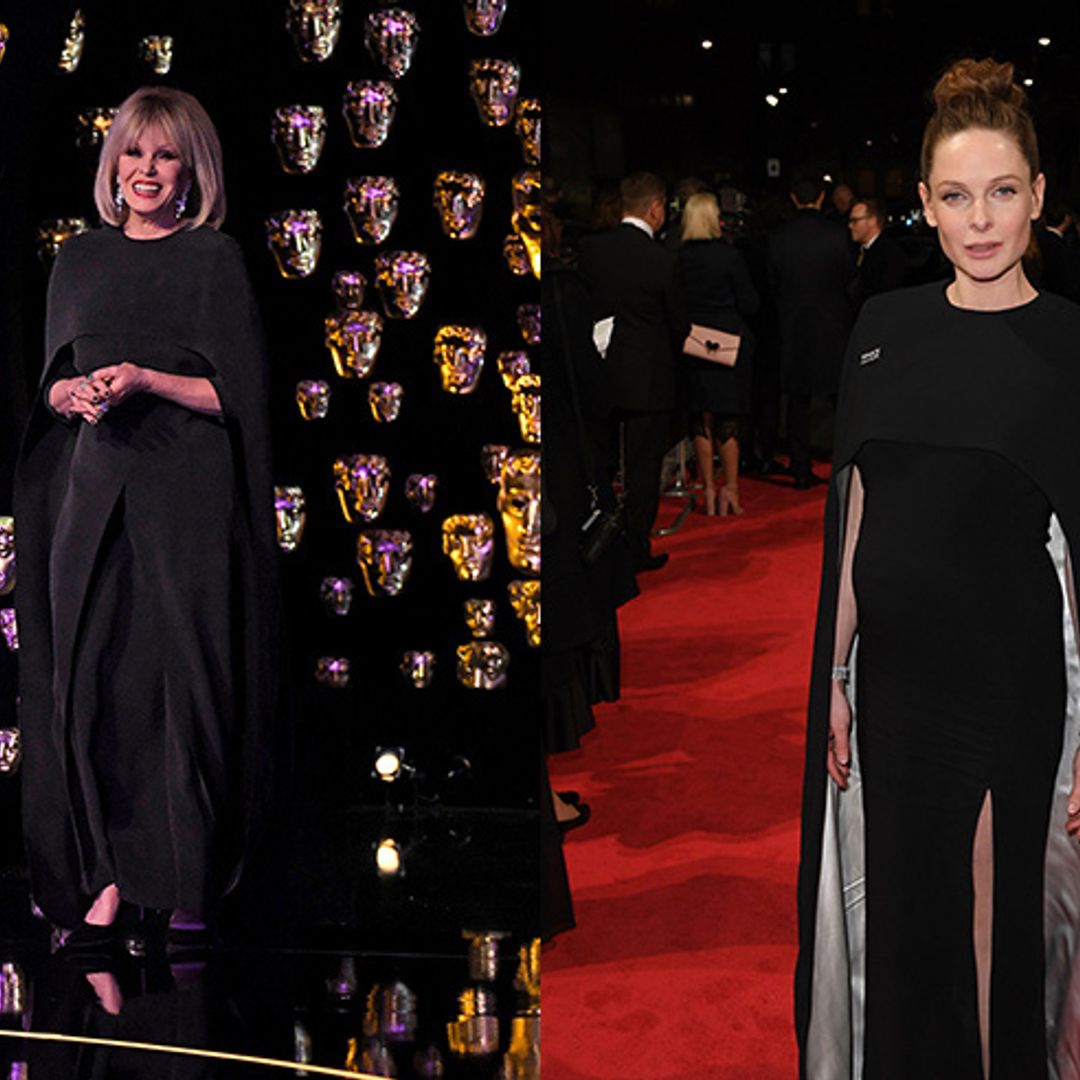 BAFTAs 2018: Joanna Lumley and Rebecca Ferguson twin in black cape dresses