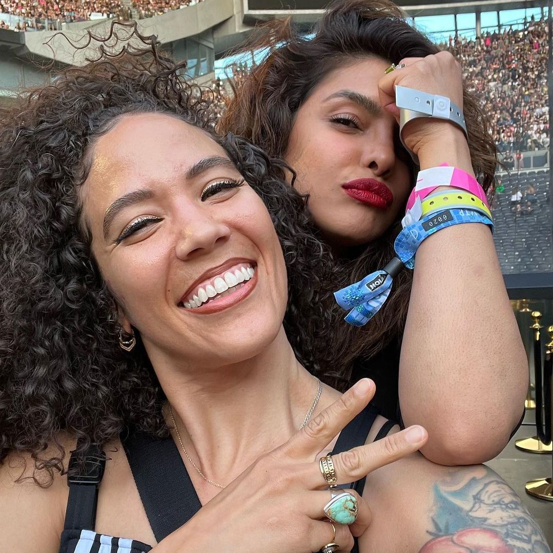 Priyanka posing for a selfie with her friend Anisha