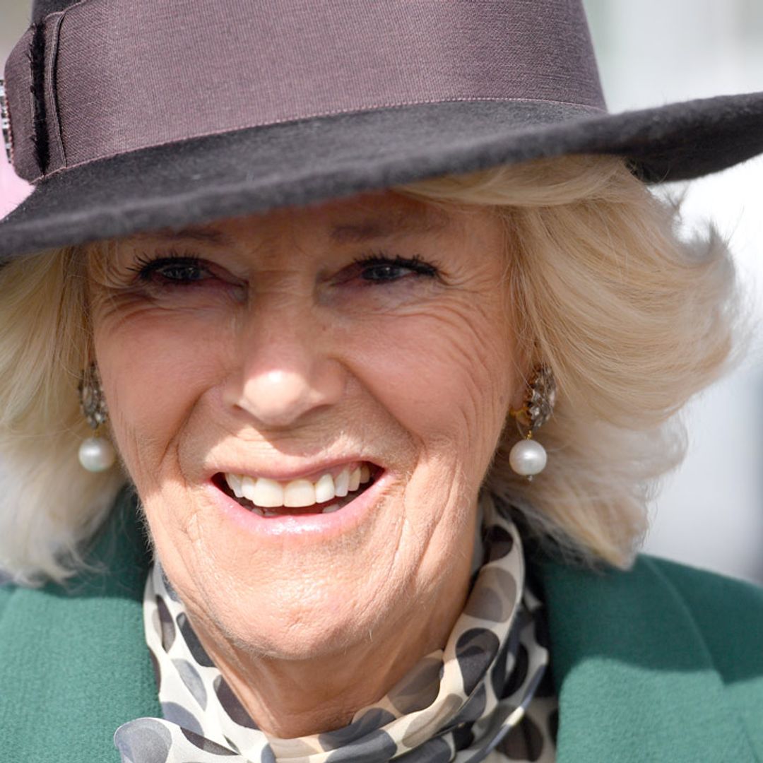 Duchess Camilla looks chic in a recycled spotty dress for Cheltenham Ladies Day