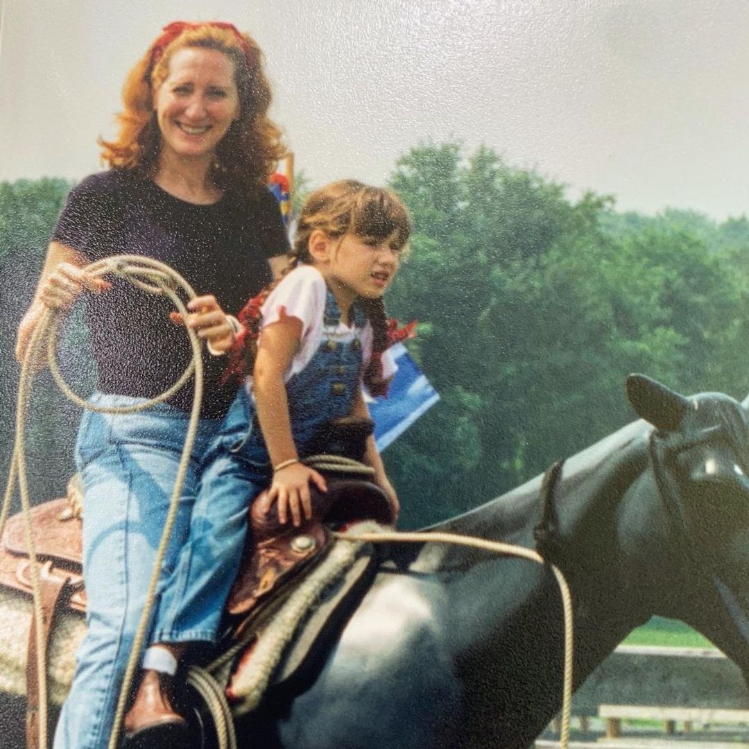 Patti Scialfa rides on horseback with her young daughter Jessica Springsteen in a throwback photo shared on Instagram