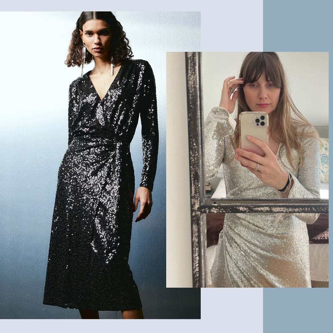 I love H&M's Sequin Wrap Dress so much I have it in multiple colours - and it’s 49% off