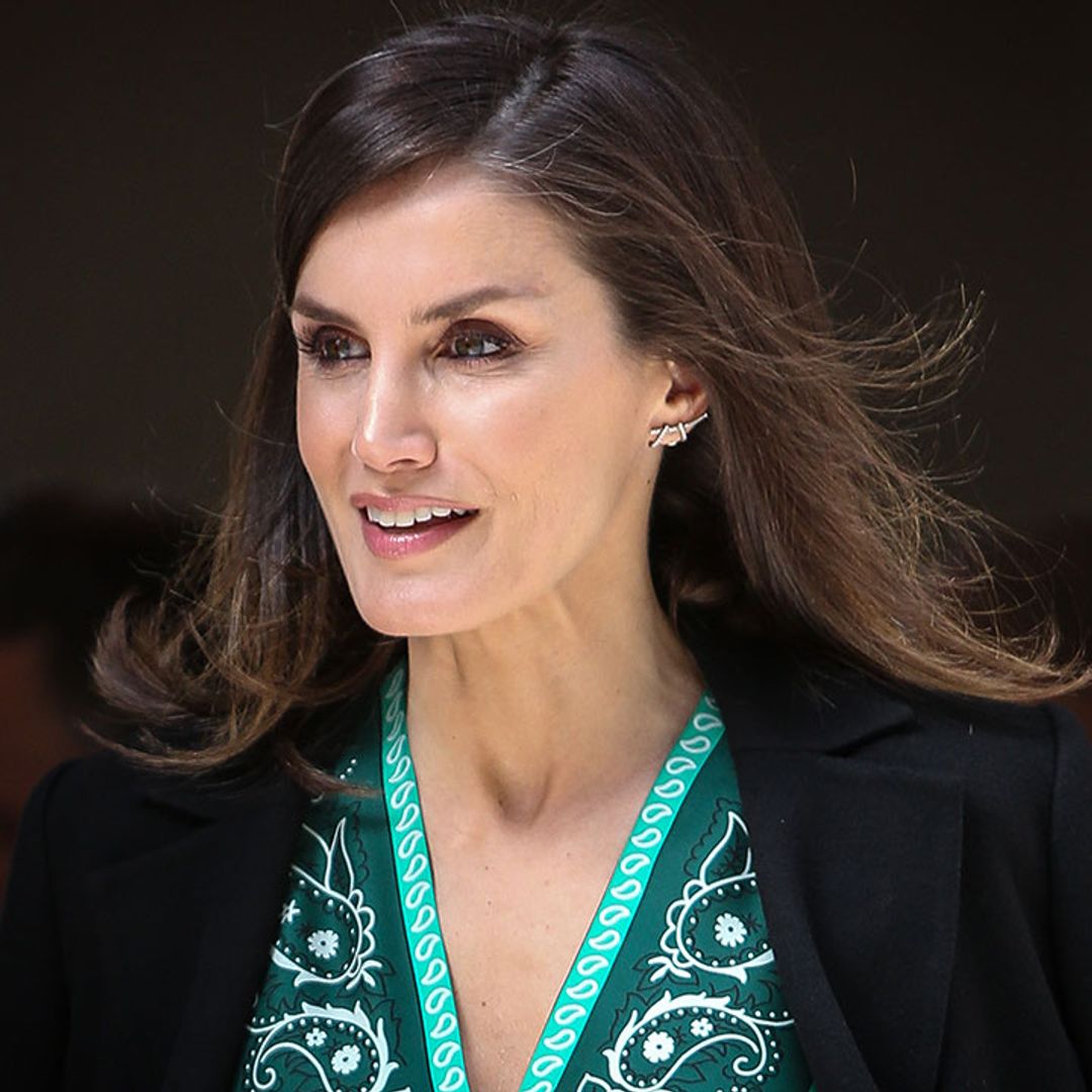 Love Queen Letizia's green scarf-print dress? Matalan's £18 dupe is AMAZING