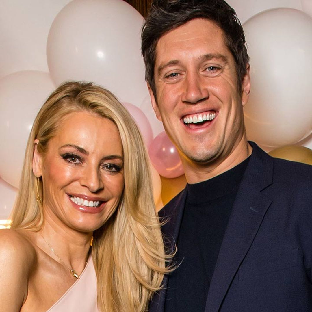 Tess Daly wows in polka dots for rare date night with husband Vernon Kay