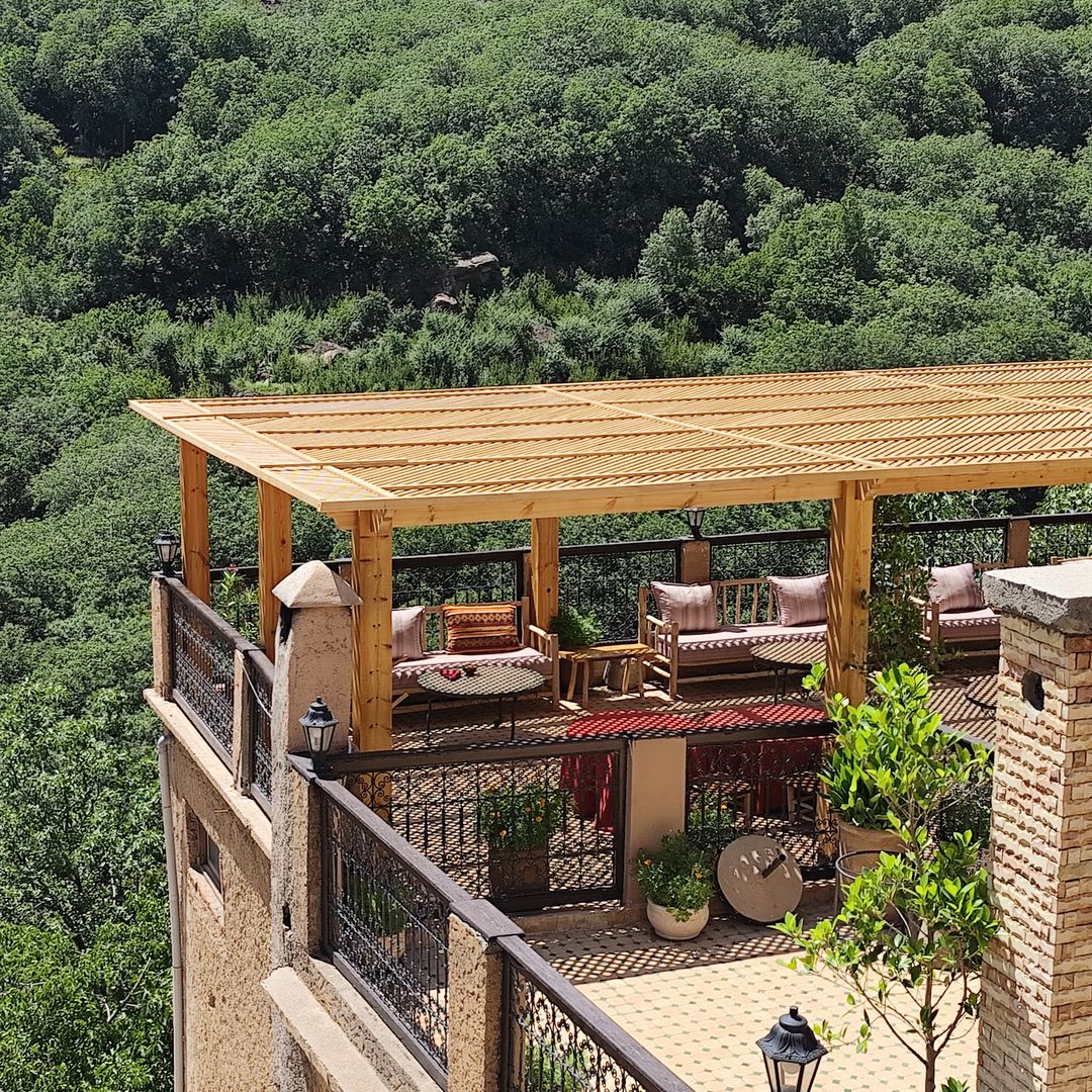 Kasbah du Toubkal terrace with forest view