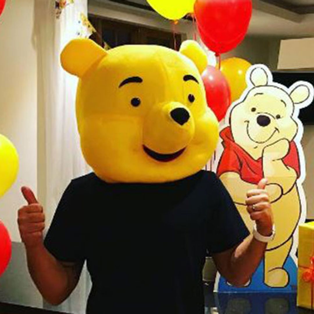Peter Andre dresses up as Winnie the Pooh for daughter Amelia's birthday