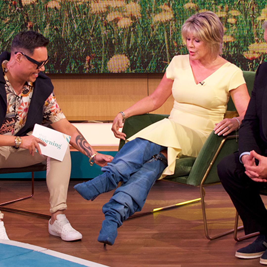 Ruth Langsford tried on Jennifer Lopez’s thigh-high boots on This Morning and it was hilarious