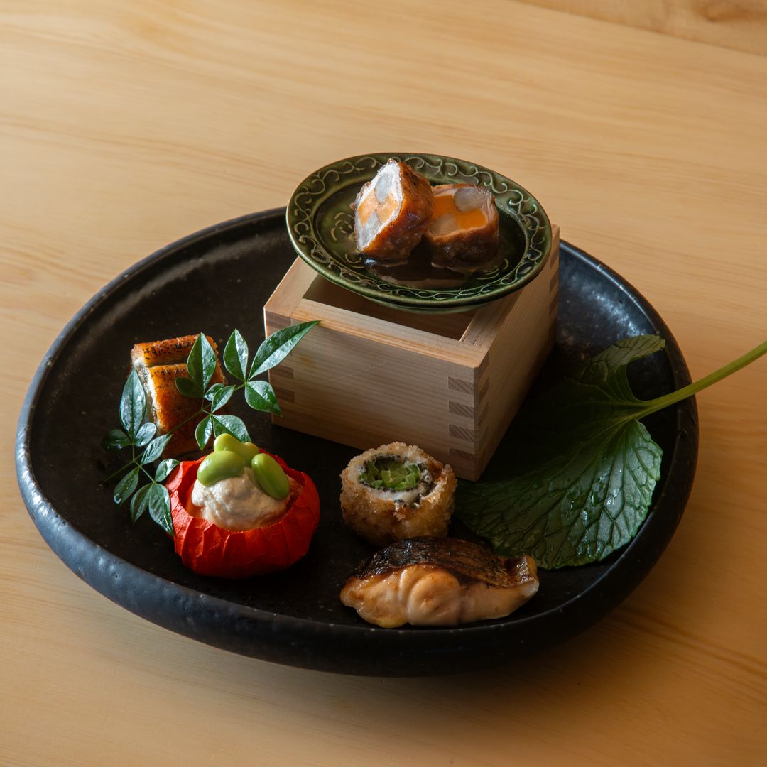 Japanese style course plates in Kyoto Banyan Tree hotel restaurant