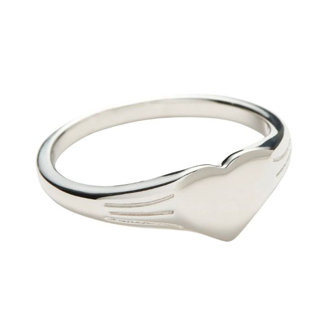 Silver heart signet ring 