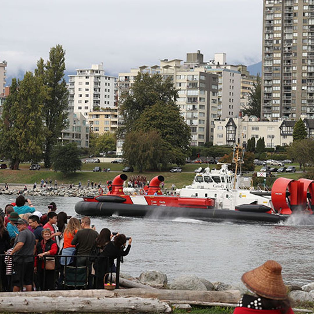 William and Kate head off on a hovercraft after busy day of engagements in Vancouver