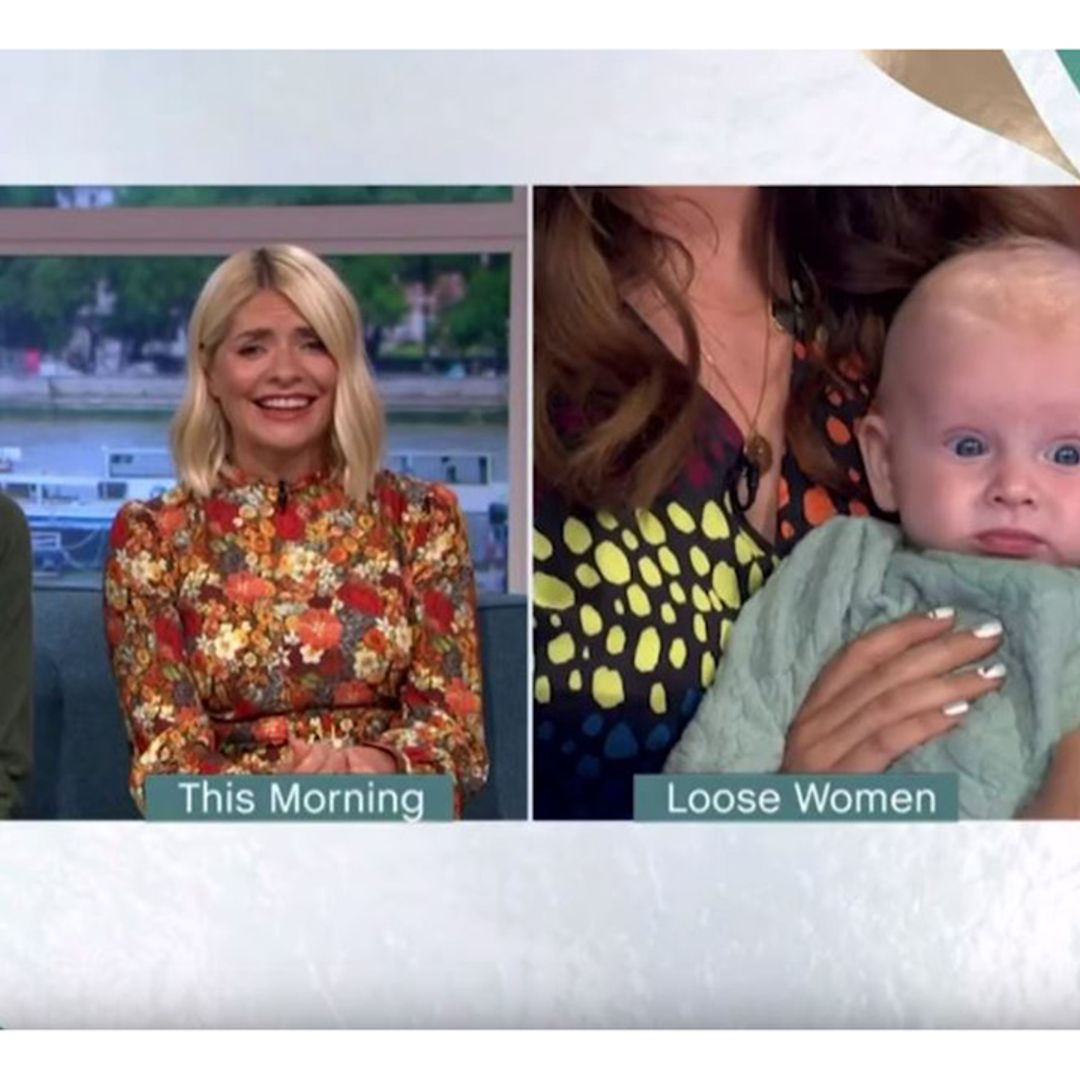 Holly Willoughby and Phillip Schofield meet Stacey Solomon's baby son Rex