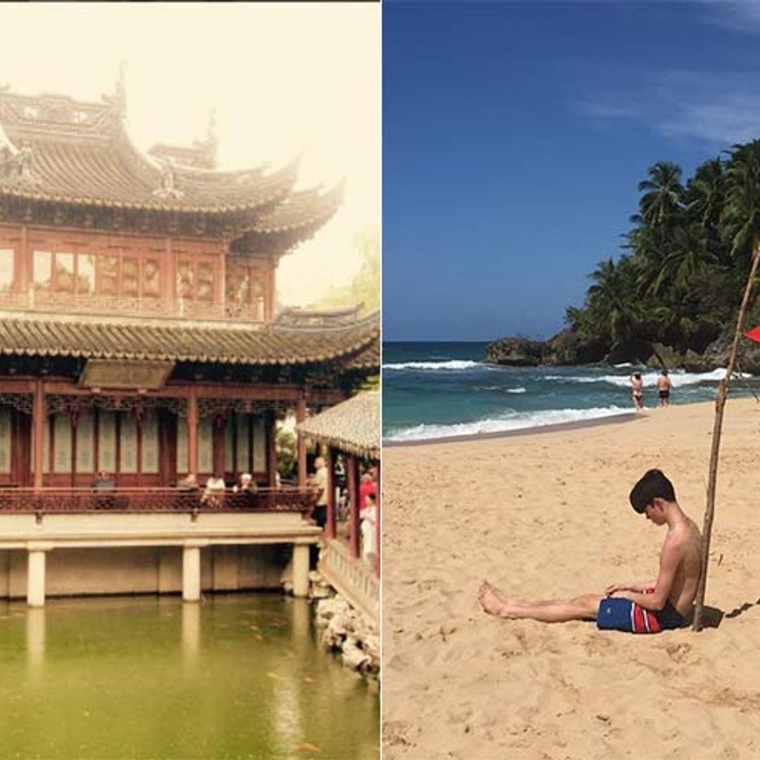 Catherine Zeta-Jones enjoys an 'adventure' in China while Michael Douglas holidays in the Caribbean