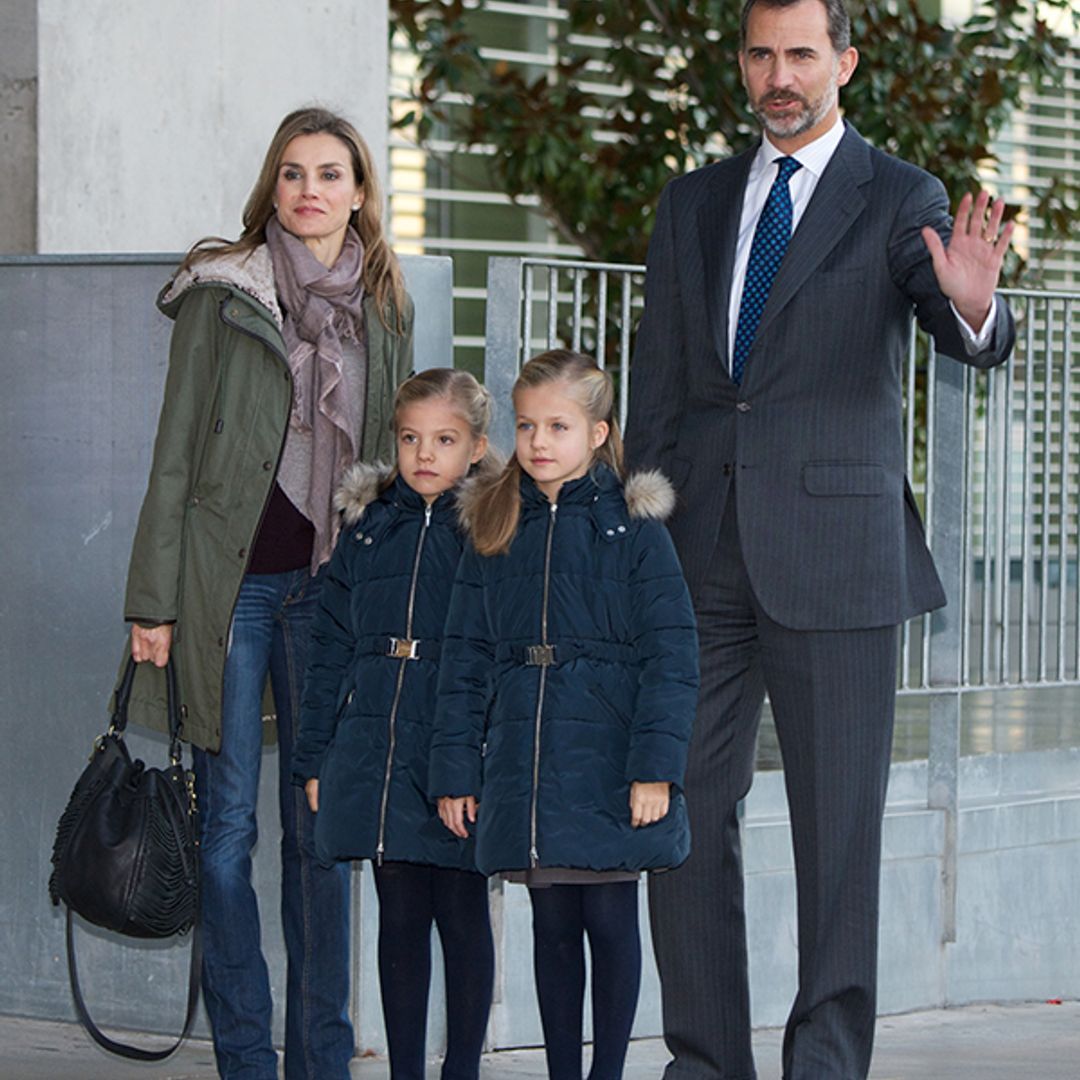 Princess Leonor and Princess Sofia of Spain visit King Juan Carlos in hospital