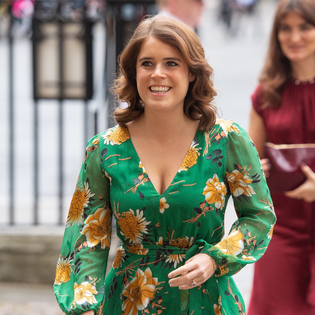 Princess Eugenie looks beautiful wearing a pleated skirt and Louis Vuitton bag