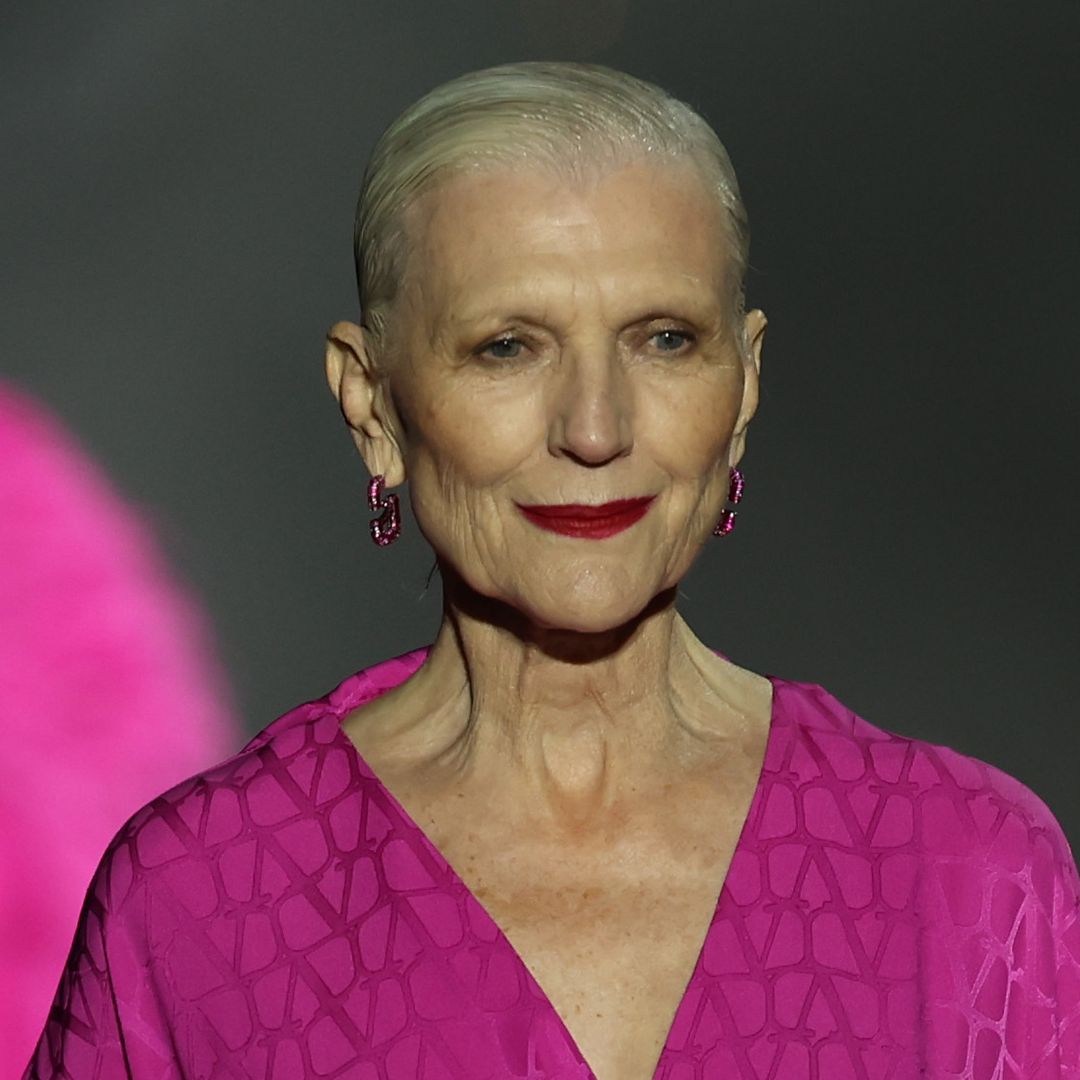 Elon Musk's mum Maye, 75, sizzles on the runway in daring V hot pink gown