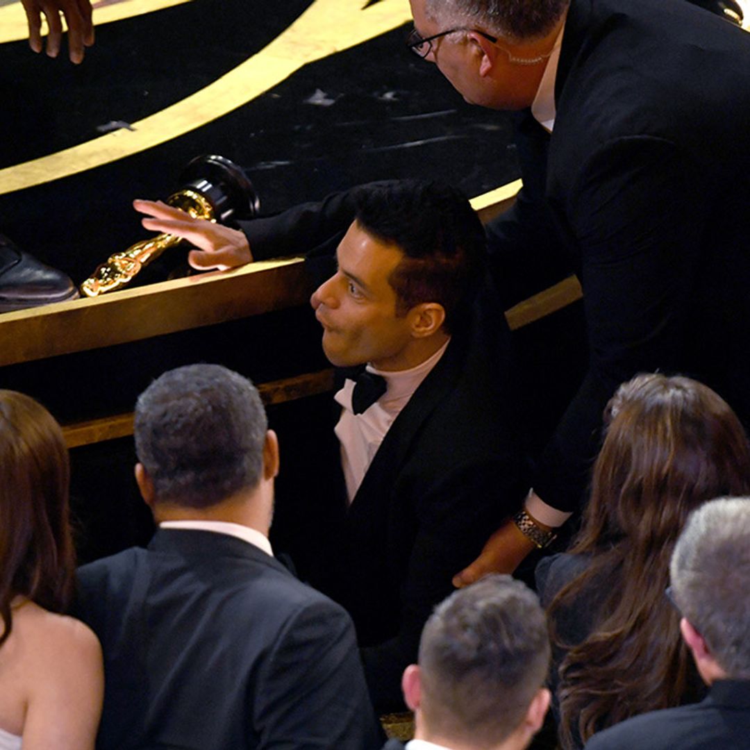 Rami Malek took a serious tumble at the Oscars after winning Best Actor - see photos