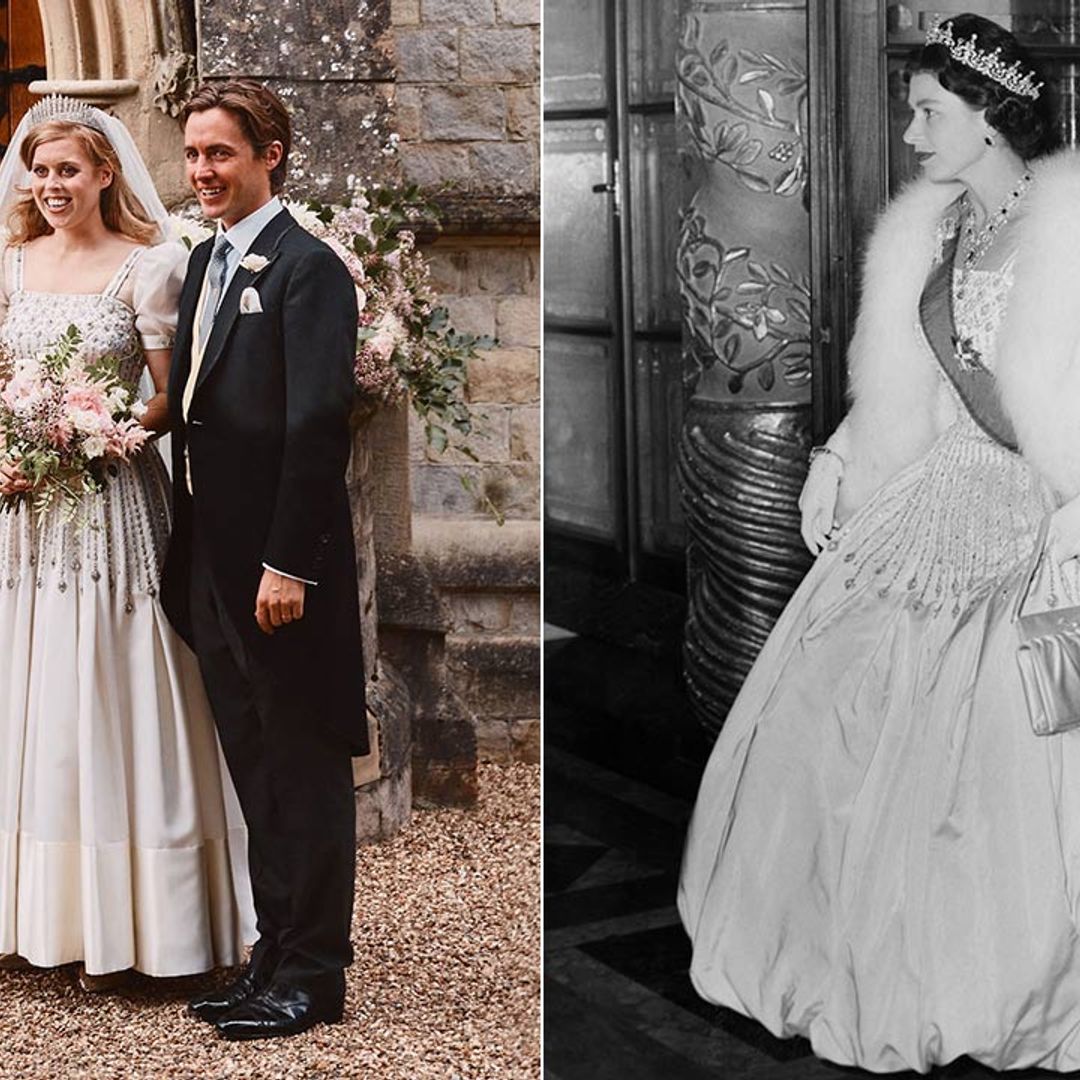 Royal bride Princess Beatrice stuns in vintage gown borrowed from the Queen
