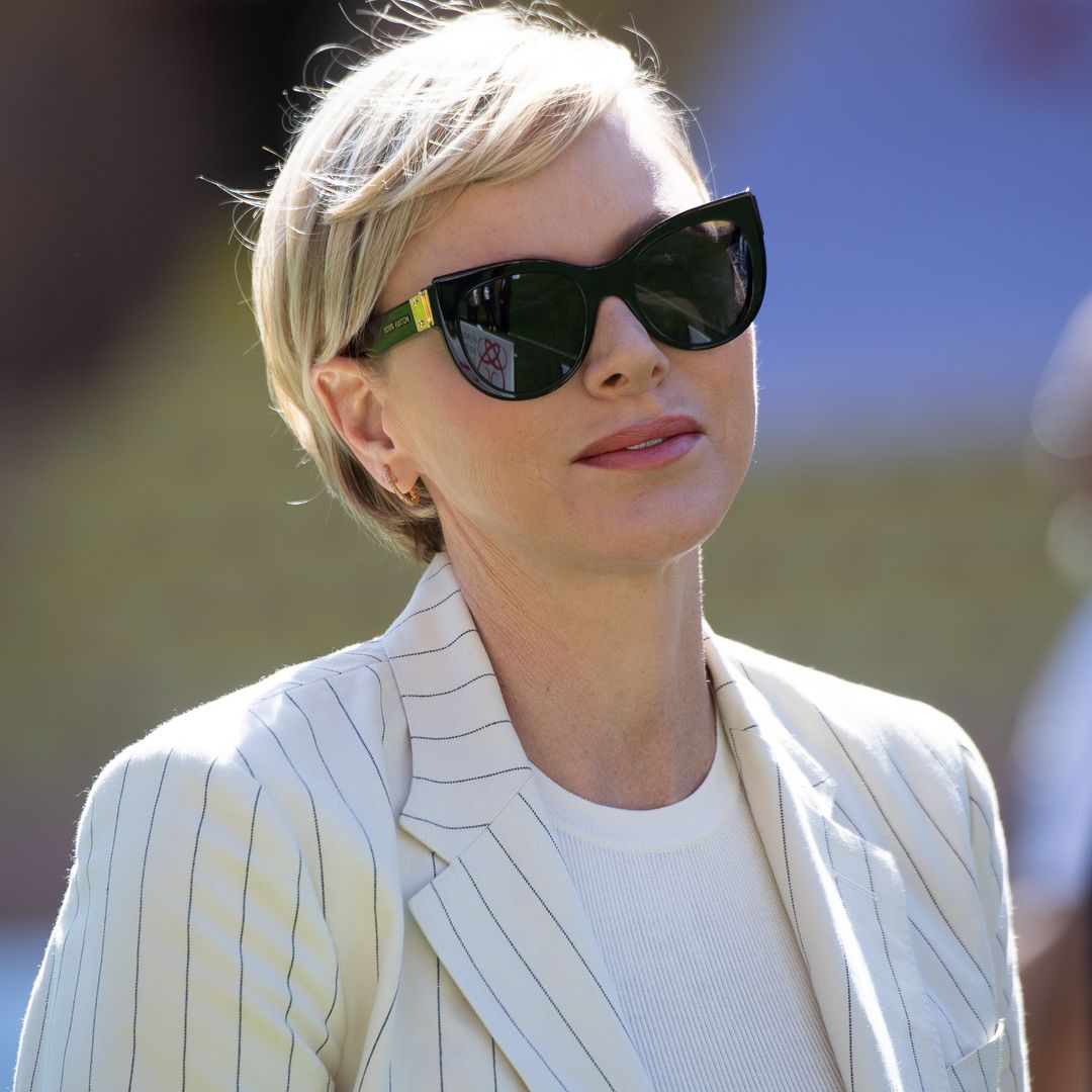 Princess Charlene looks so chic in rarely-worn skinny jeans to debut platinum blonde hair