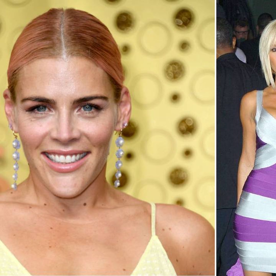 Busy Philipps' very short latex dress would have made Posh Spice proud