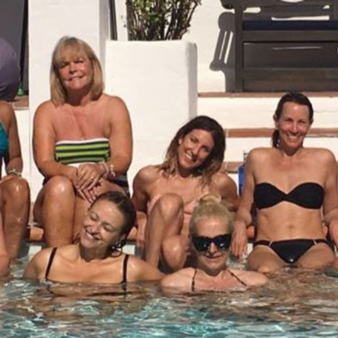 Loose Women panellists relax in the pool after intense fitness session in Ibiza
