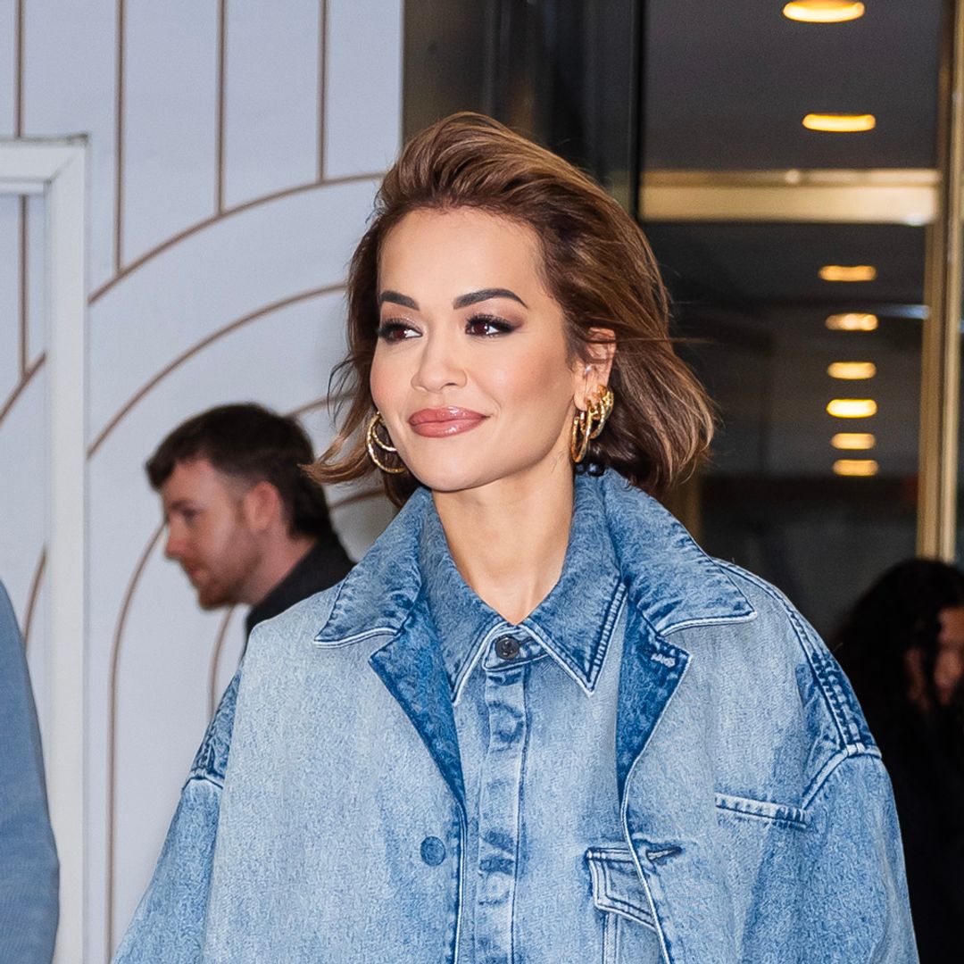 Rita Ora's blue hotpants and sheer tights combo is bang on trend for SS24