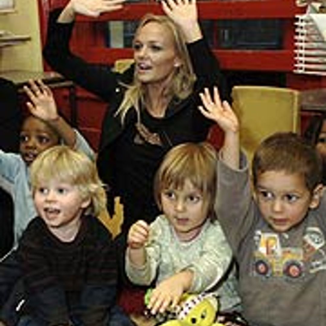 Baby Spice keeps a date at the nursery