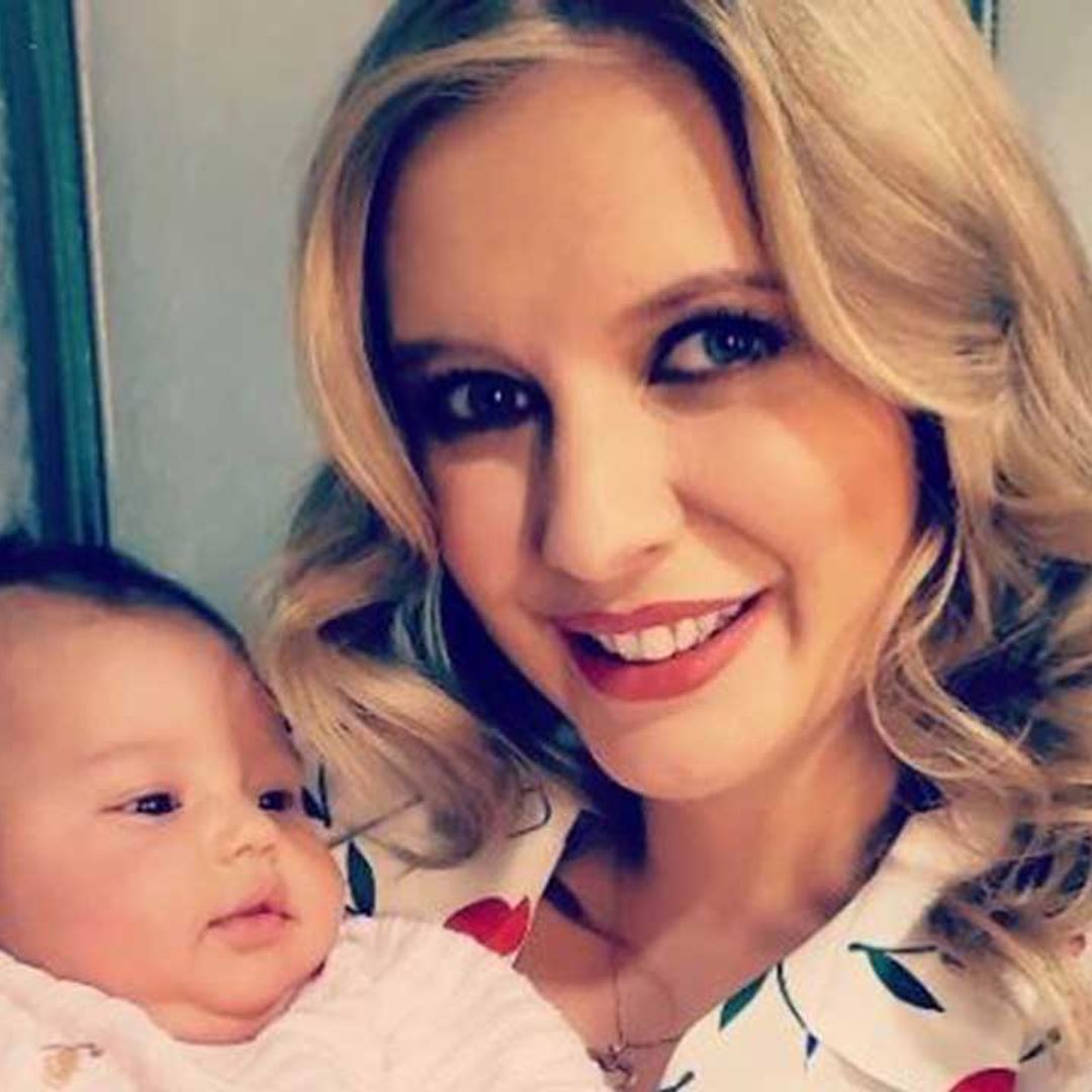 Rachel Riley adorably twins with baby Maven in sweet rainbow polka dot outfits