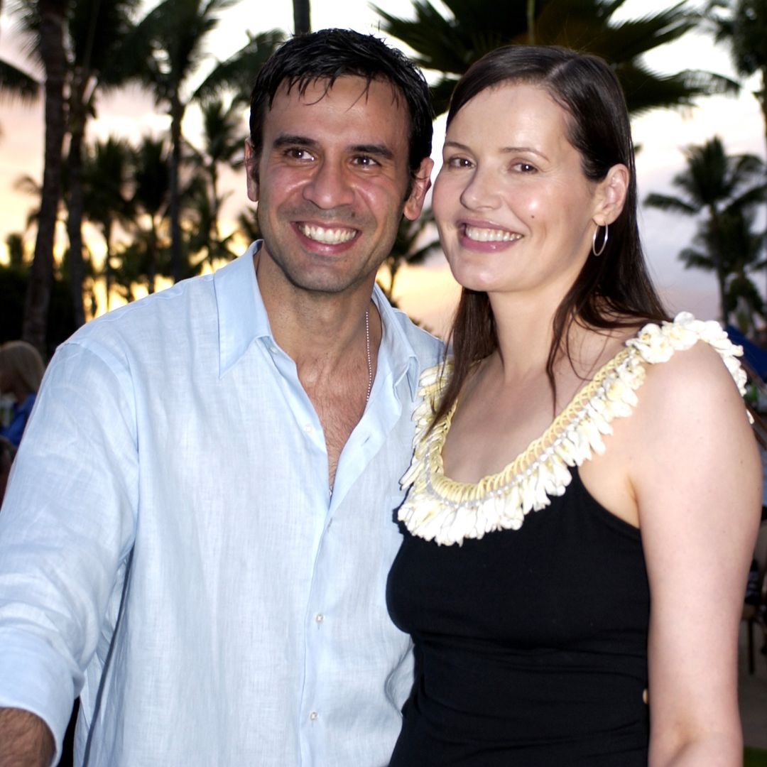 Geena Davis and husband Dr. Reza Jarrahy during 2003 Maui Film Festival - Opening Night Twilight Reception at Fairmont Kea Lani Hotel in Maui, Hawaii, United States.