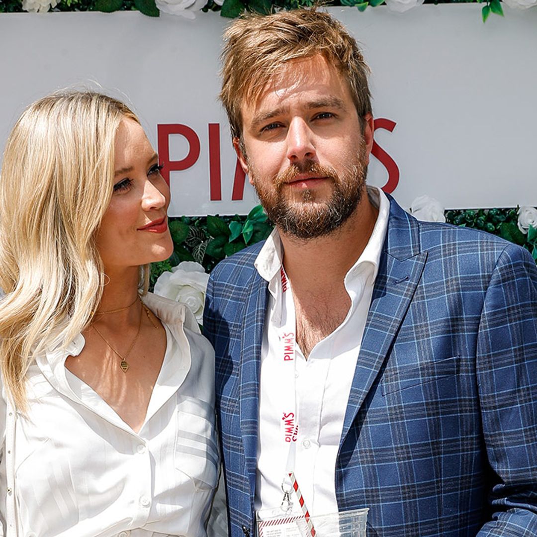 Laura Whitmore rocks lace bridal suit in very rare wedding photos with Iain Stirling