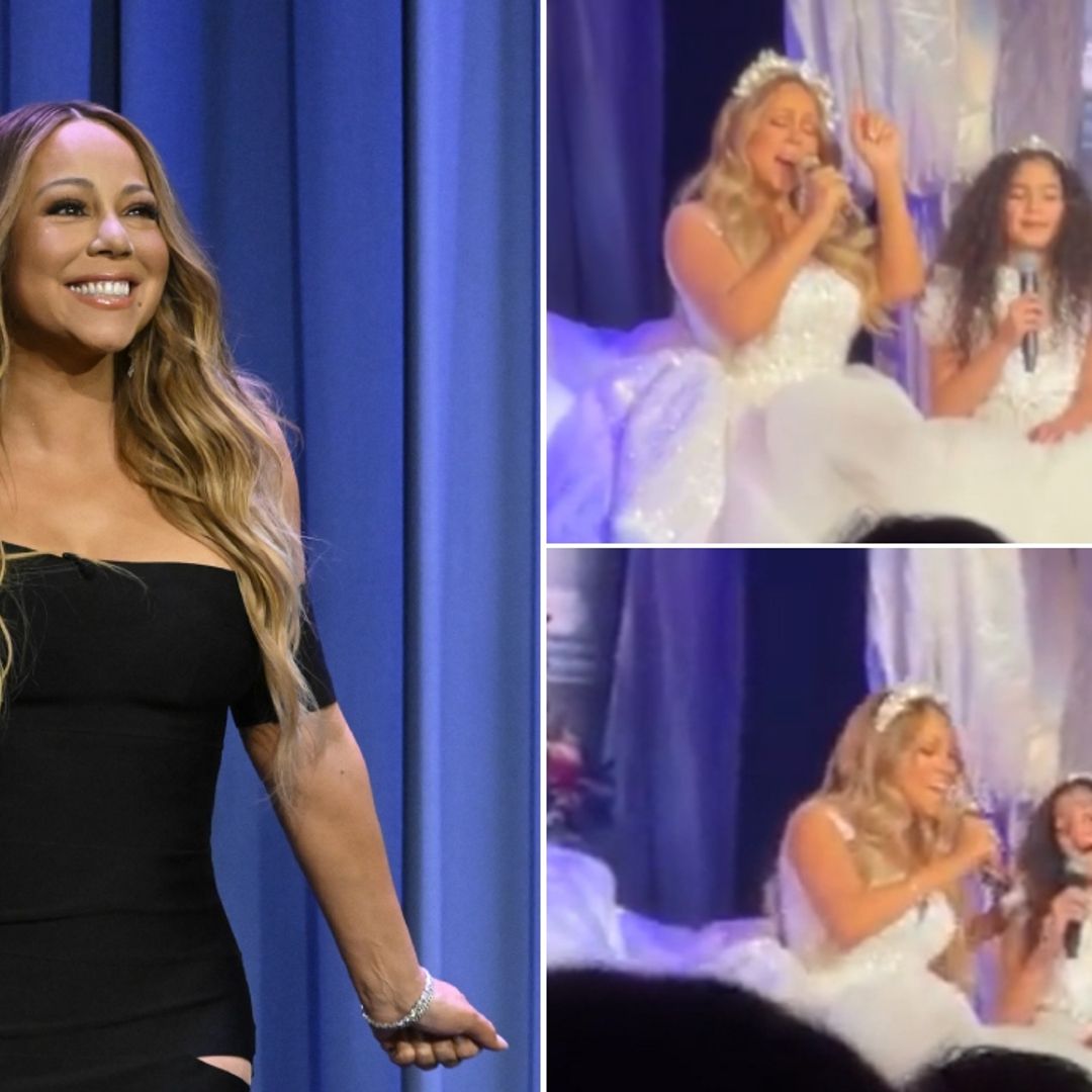 Mariah Carey's daughter makes rare on-stage appearance to sing Christmas carols with famous mom 