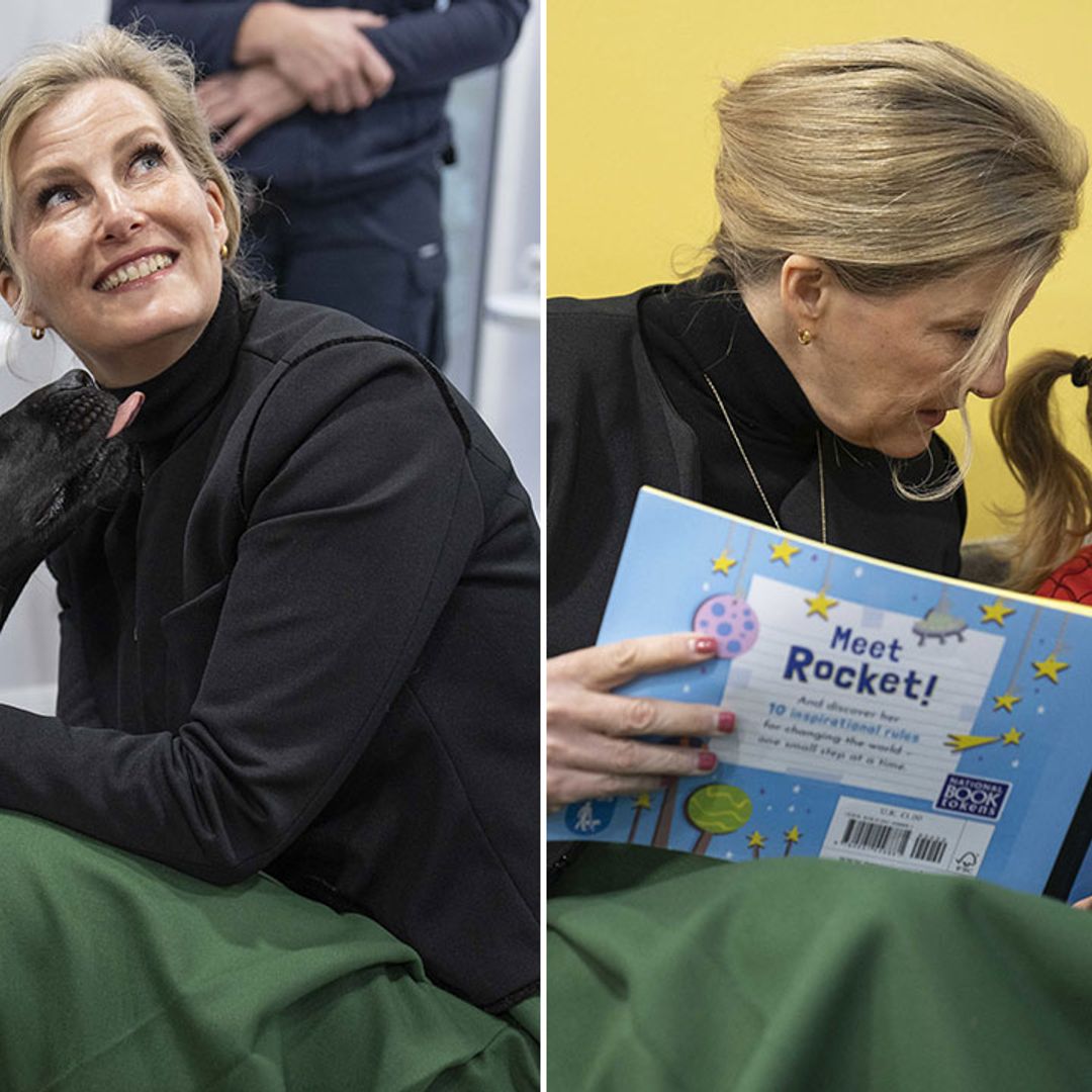 The Countess of Wessex celebrates World Book Day with children and puppies