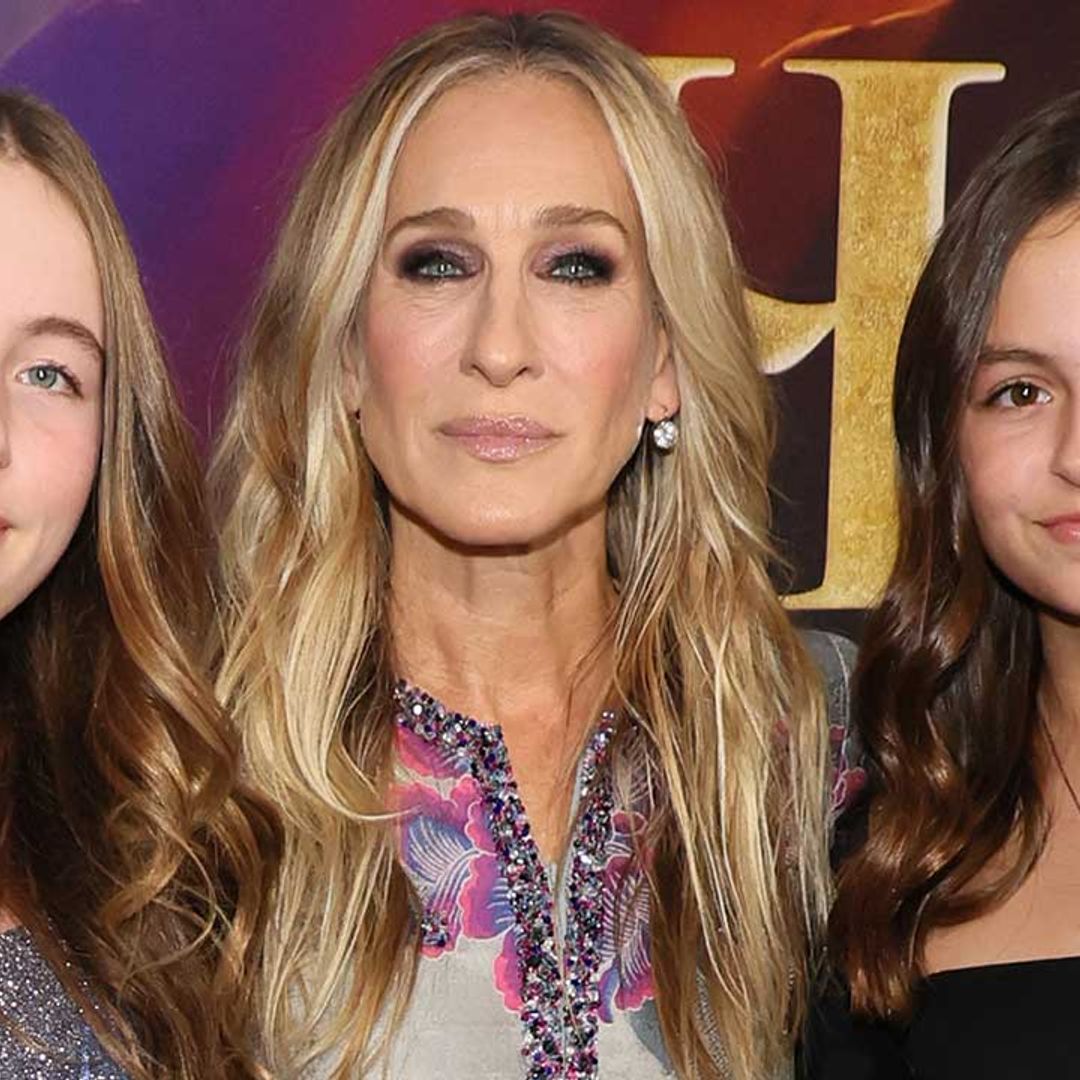 Sarah Jessica Parker poses with lookalike twin daughters in rare family outing
