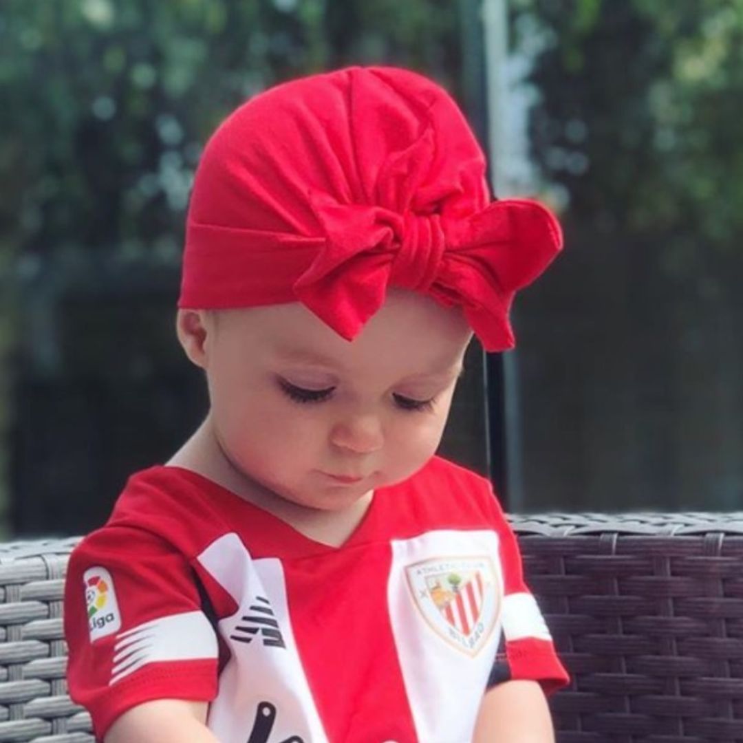 Gemma Atkinson dresses up baby Mia in mini footballer’s kit and it’s too cute for words