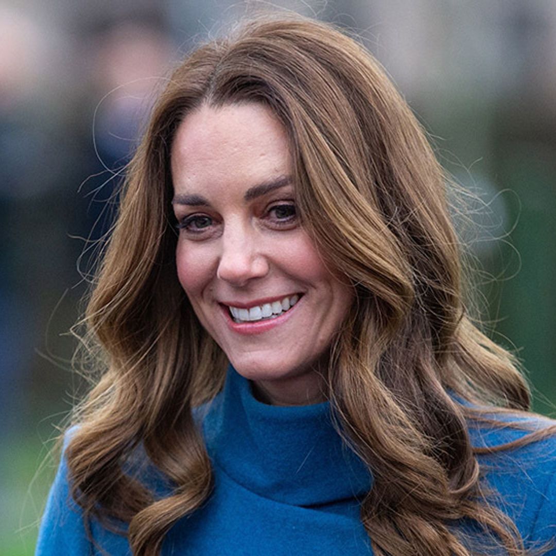 Duchess Kate re-wears blue Catherine Walker coat as she steps out in Edinburgh on royal train tour