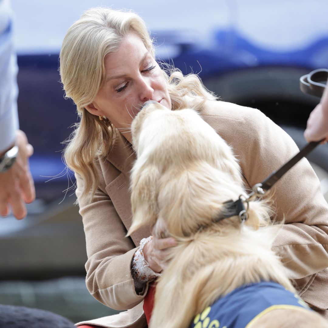 Sophie gets a kiss from a new friend while she takes part in The Big Help Out