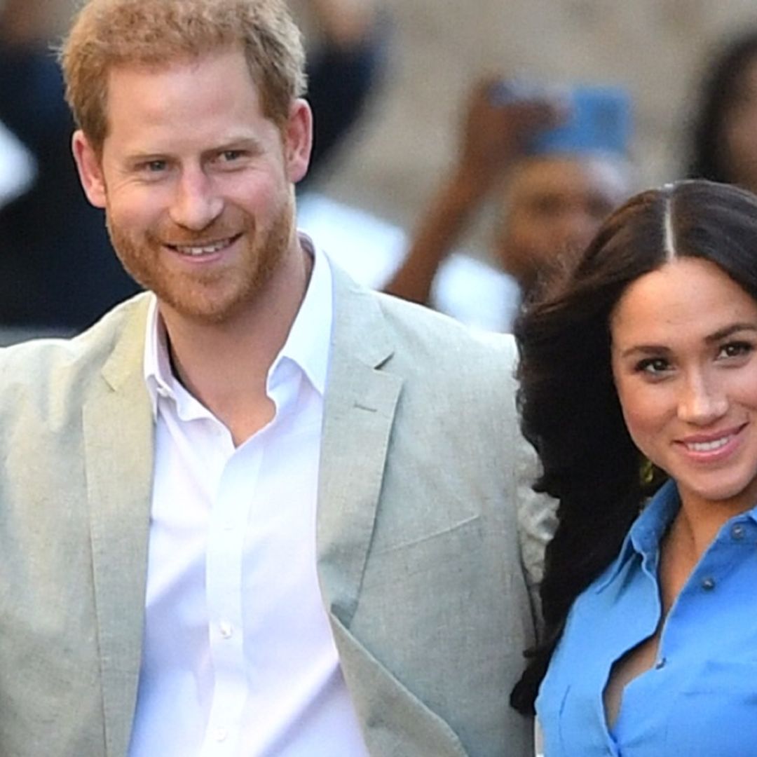Outfit change! Meghan Markle changes into her blue Veronica Beard dress for day one of the Royal Tour 