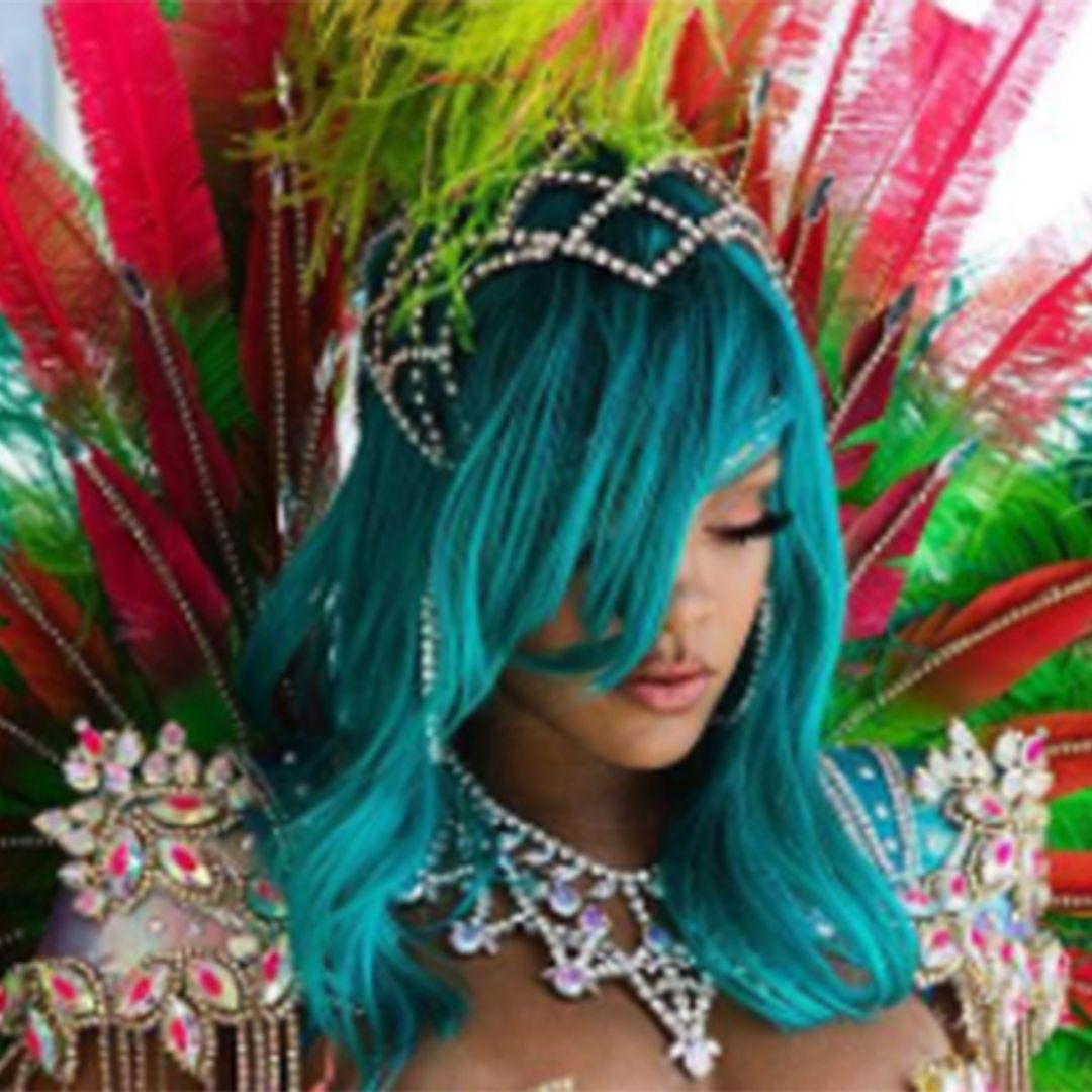 Rihanna shows off sizzling figure in bejewelled bikini