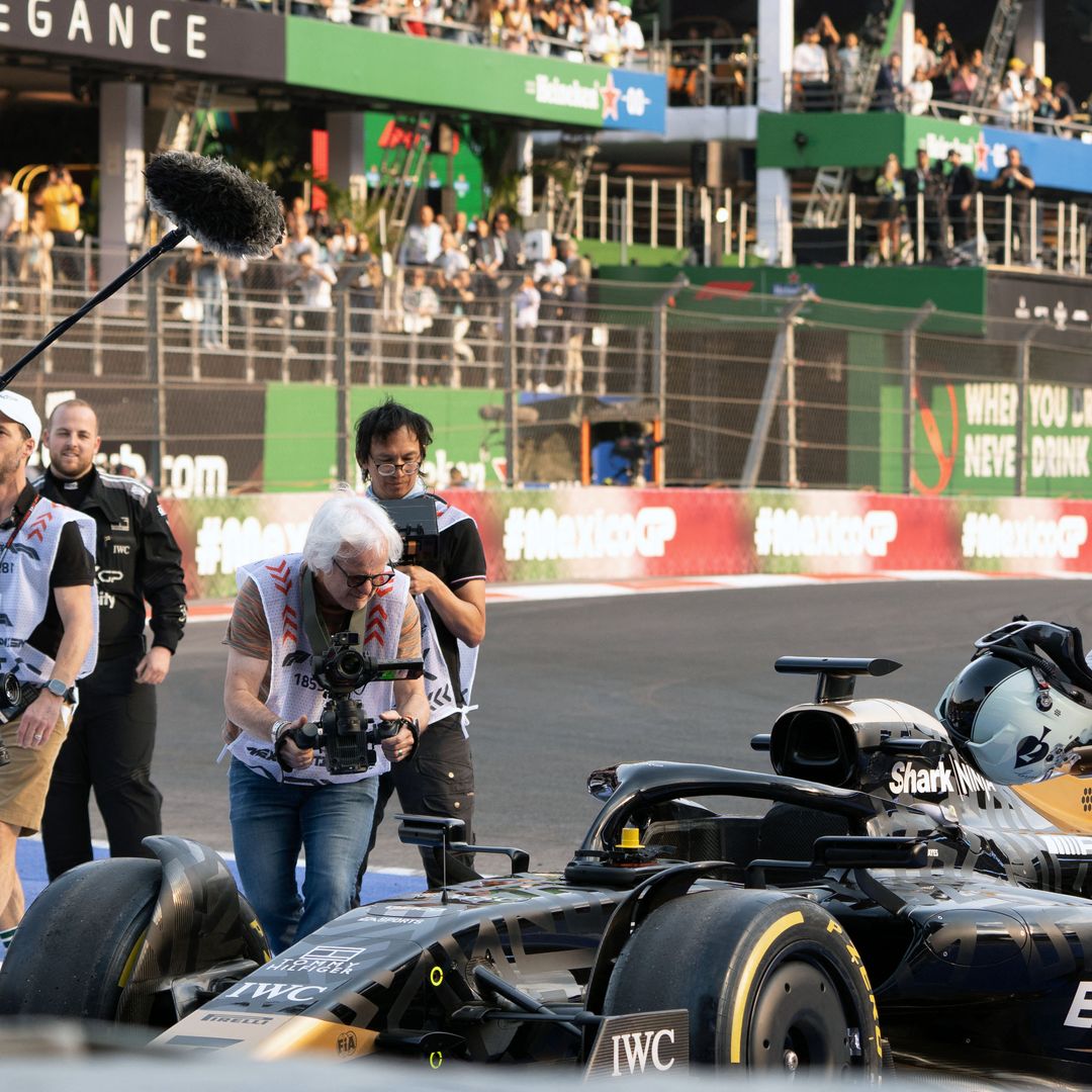 US actor Brad Pitt performs during the recording of a scene for his new film "F1" directed by Joseph Kosinski during the Formula One Mexico City Grand Prix at the Hermanos Rodriguez racetrack in Mexico City on October 26, 2024.