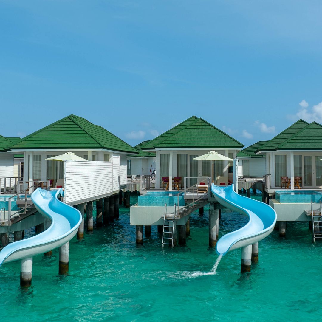 Maldives accommodation with slide into sea