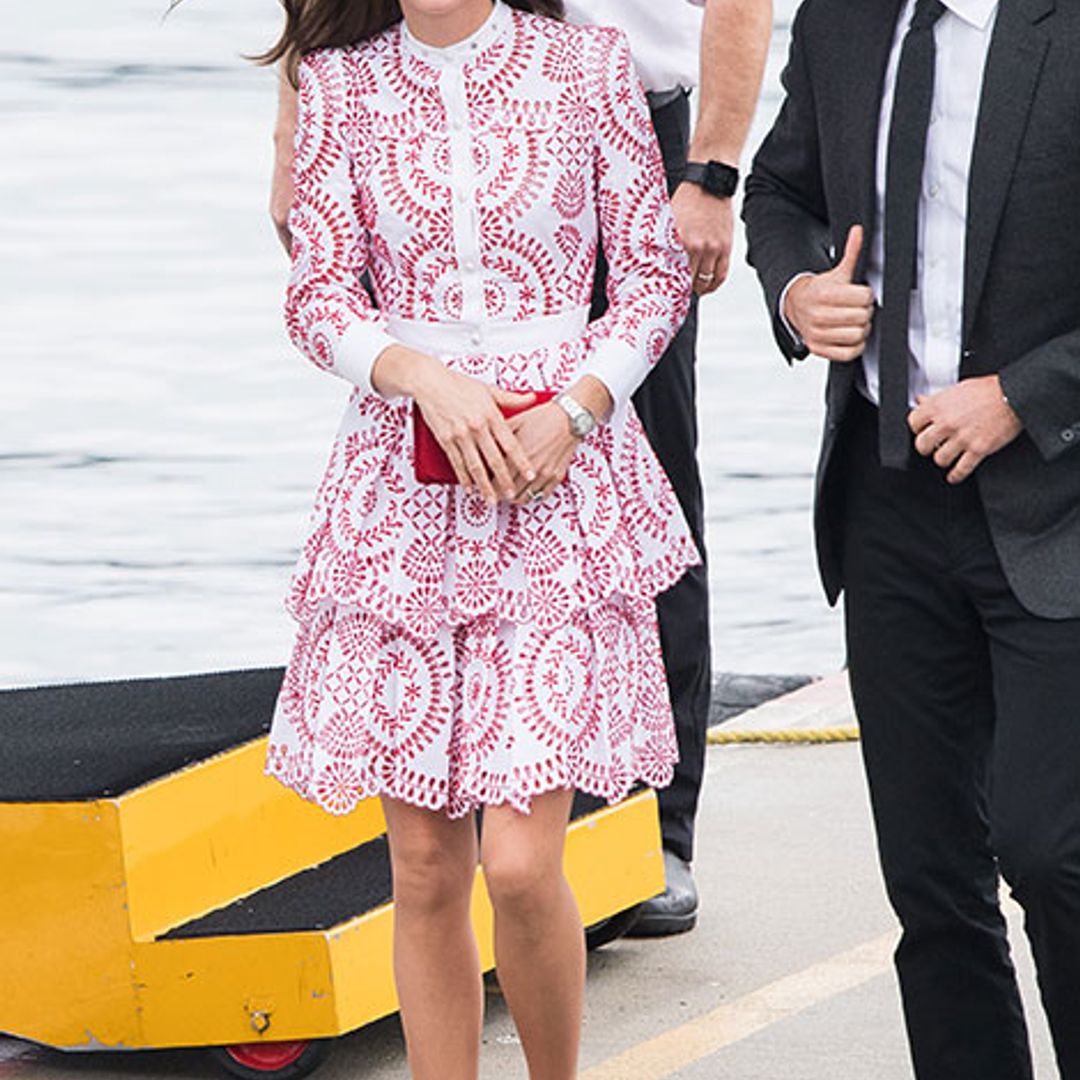 Kate dazzles in Alexander McQueen as she boards seaplane from Victoria