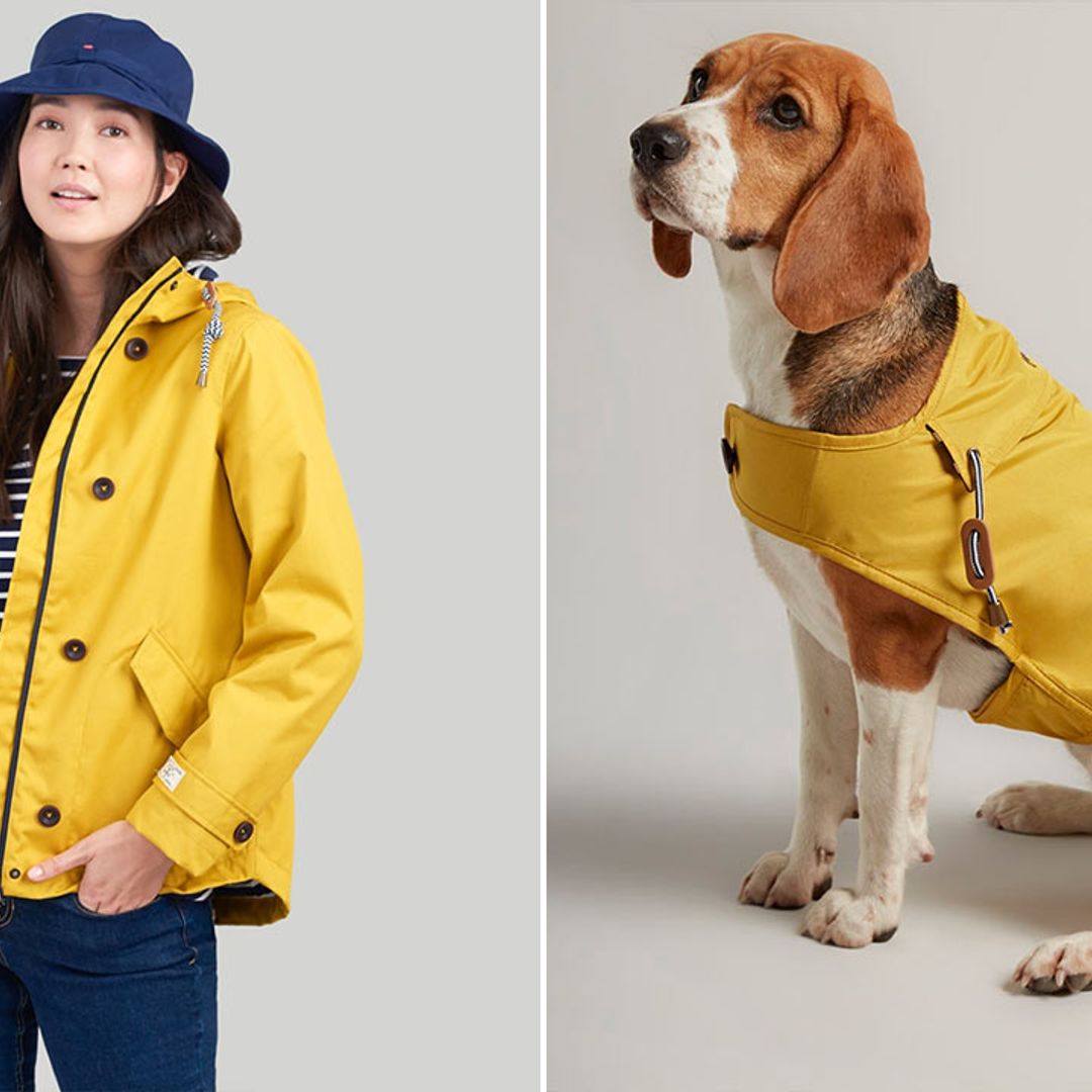 Joules is selling dog outfits which means you and your pup can now have matching raincoats