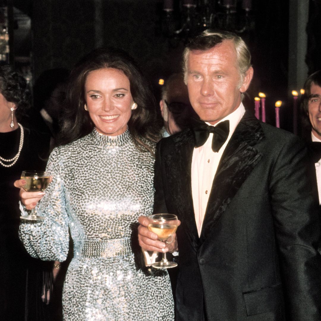 Newly married Joanna and Johnny Carson host of the Tonight Show, attend a party after taping the 10th anniversary show on September 30 1972 in Los Angeles, California