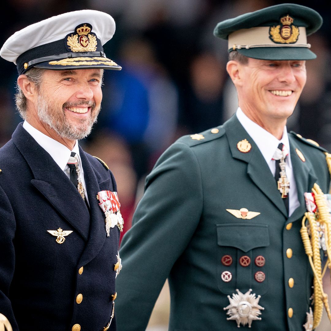 Prince Joachim proudly looks on as an emotional King Frederik and his family appear on balcony