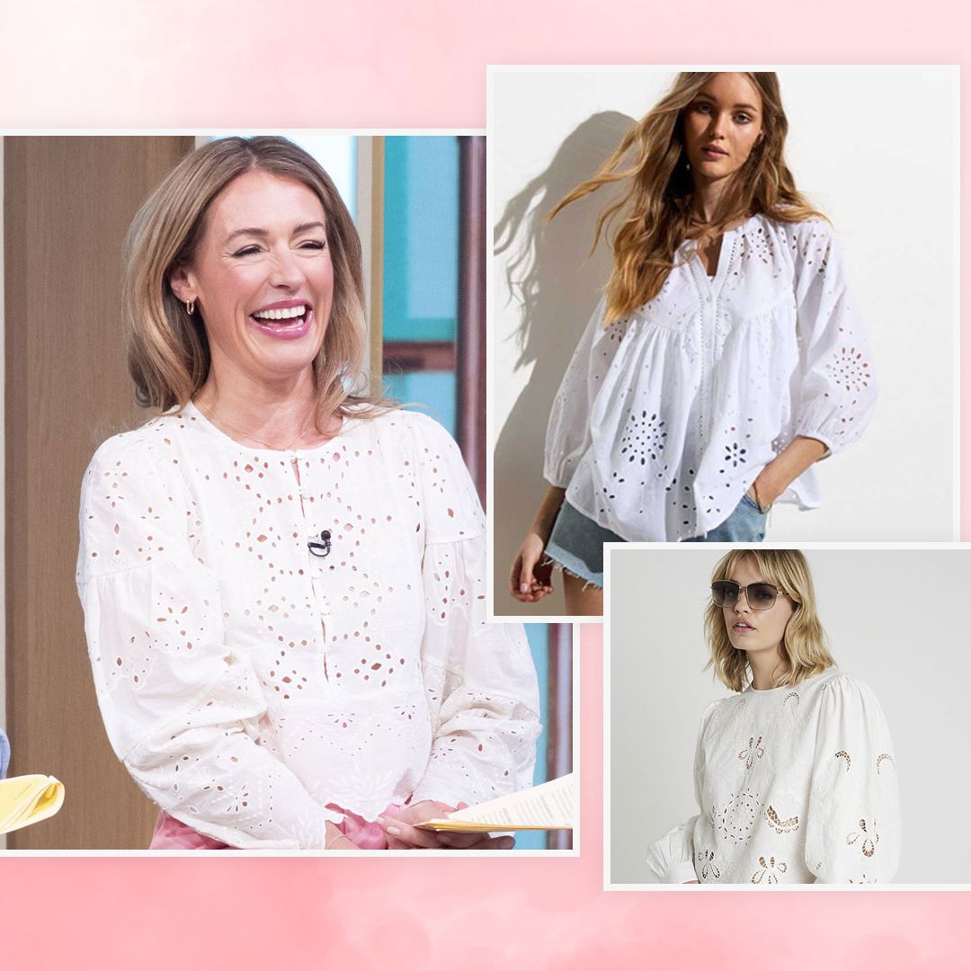 Cat Deeley's white high street blouse is boho chic – 4 broderie anglaise blouses to get Cat's vibe
